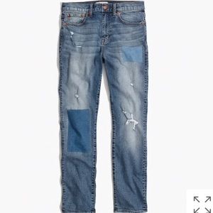 Madewell cruiser straight crop jeans patched-up